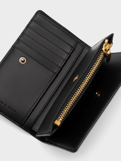 Top-Zip Short Wallet, Black, hi-res