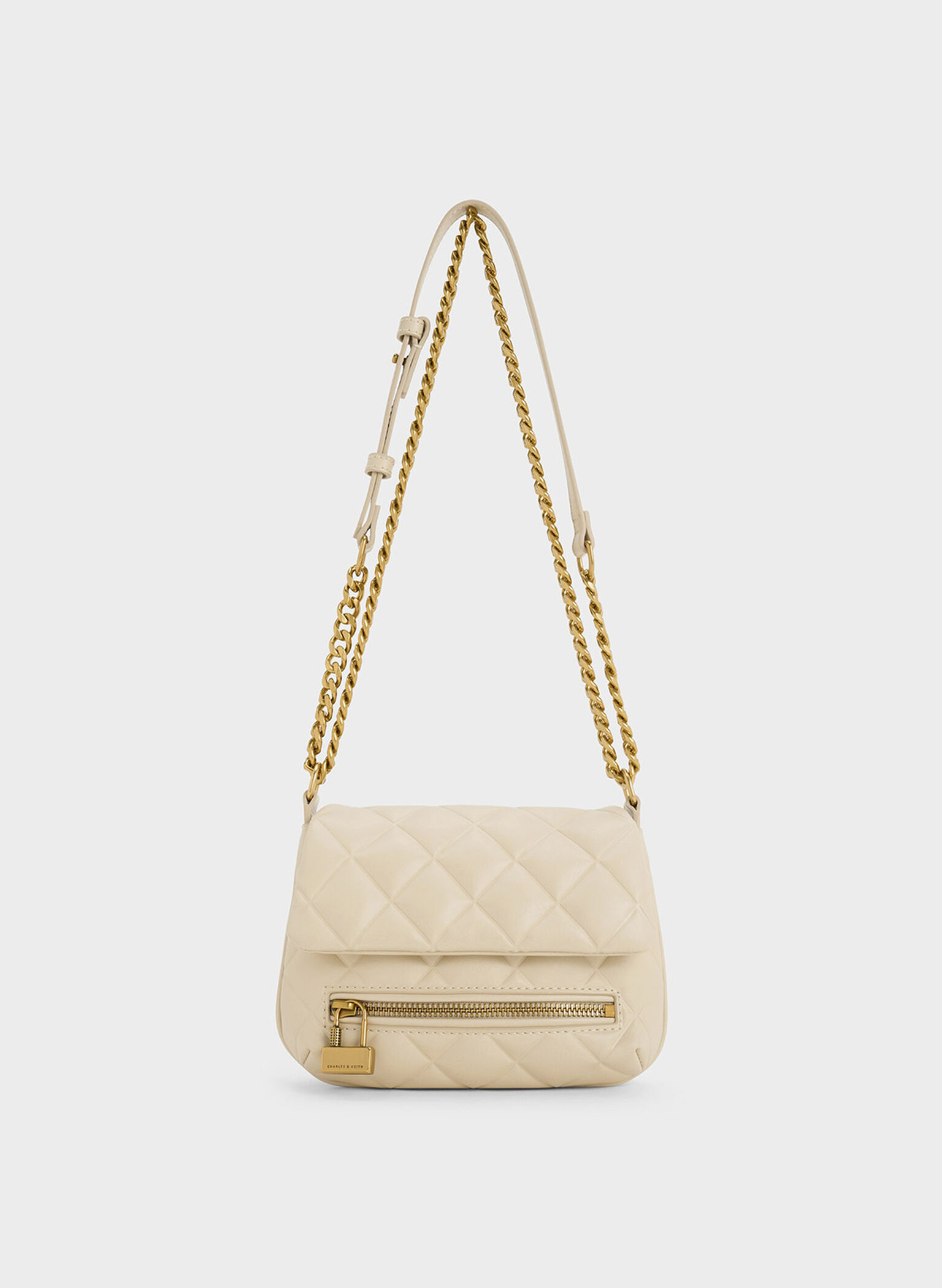 White Soft Leather Chain Shoulder Crossbody Bag Gold Chain Purse