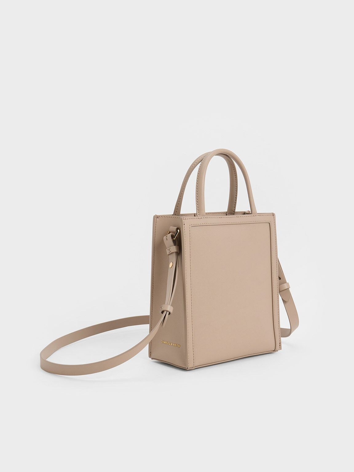Taupe Double Handle Tote Bag CHARLES KEITH ZA