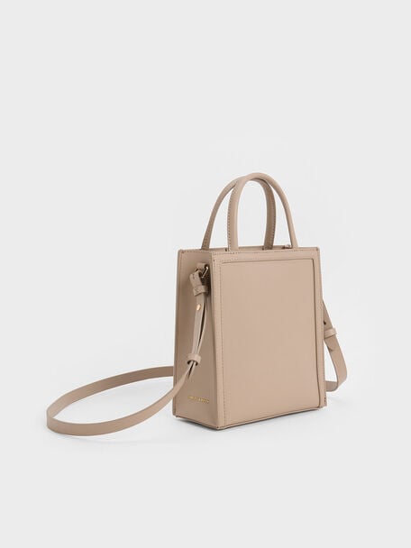 Double Handle Tote Bag, Taupe, hi-res