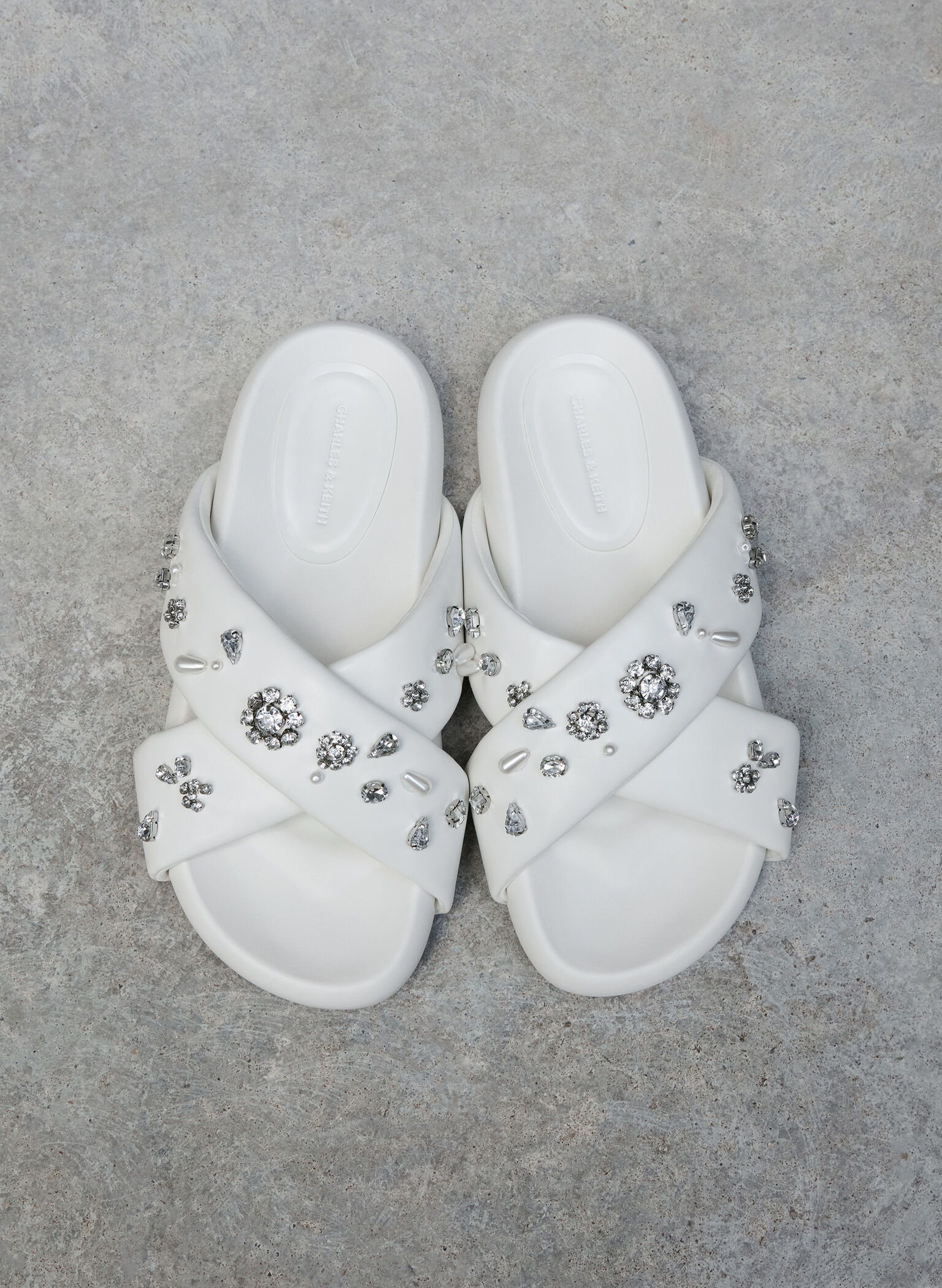 Sandalias con plataforma planas Lumi Gem & Pearl, Blanco, hi-res