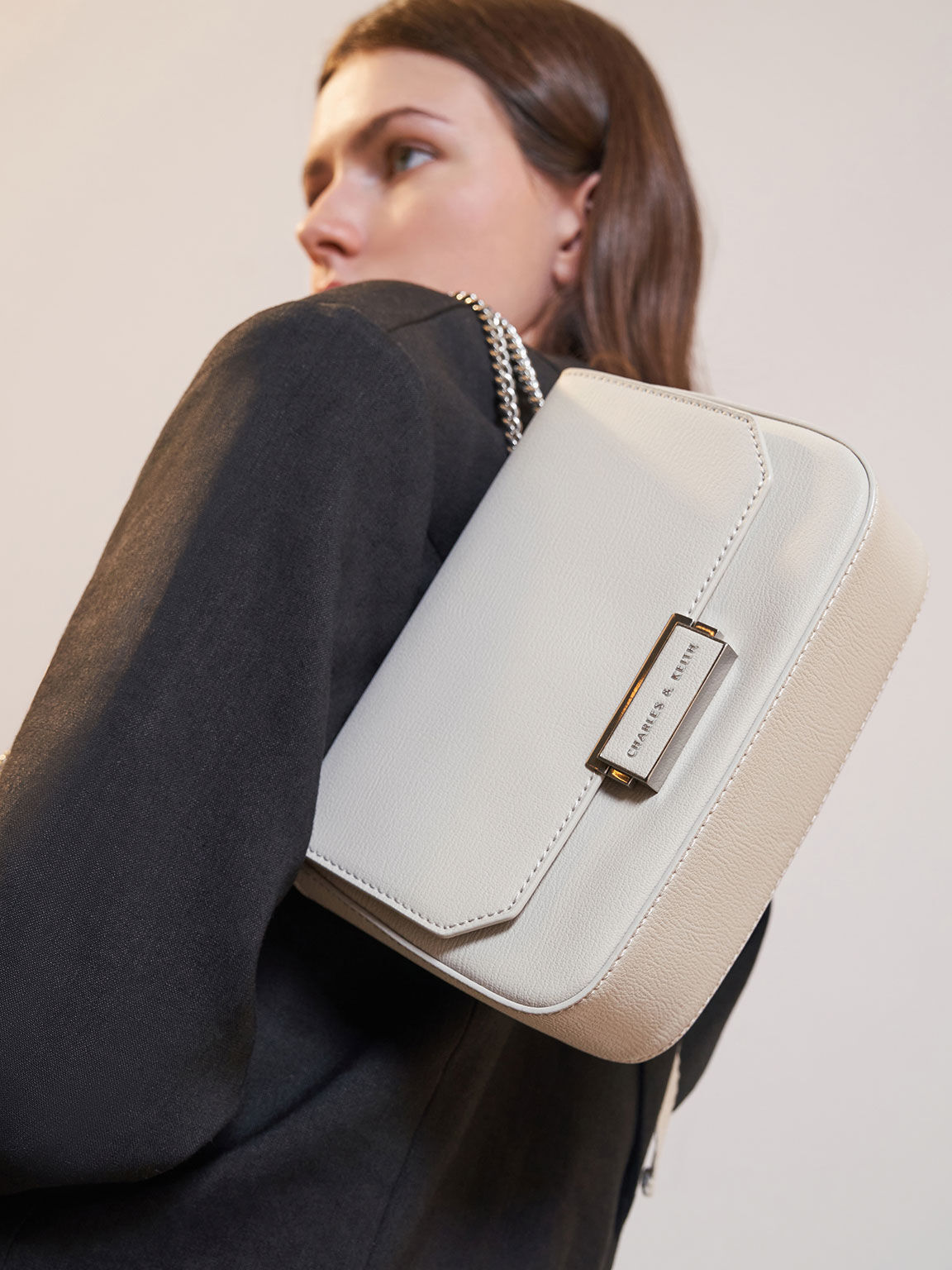 Chain strap shoulder bag charles cheap and keith