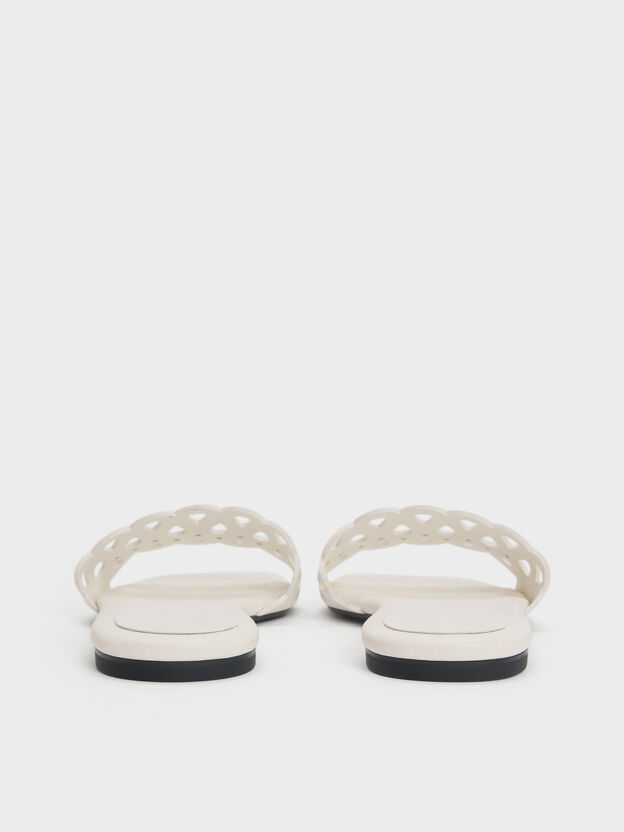 Cut-Out Slide Sandals, White, hi-res