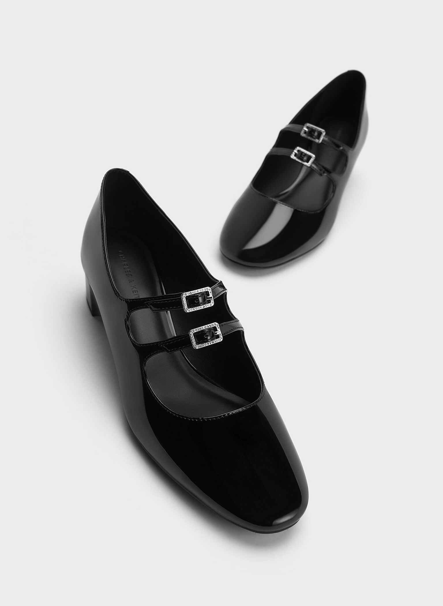 Clementine Double Crystal-Buckle Mary Jane Pumps, Black Box, hi-res