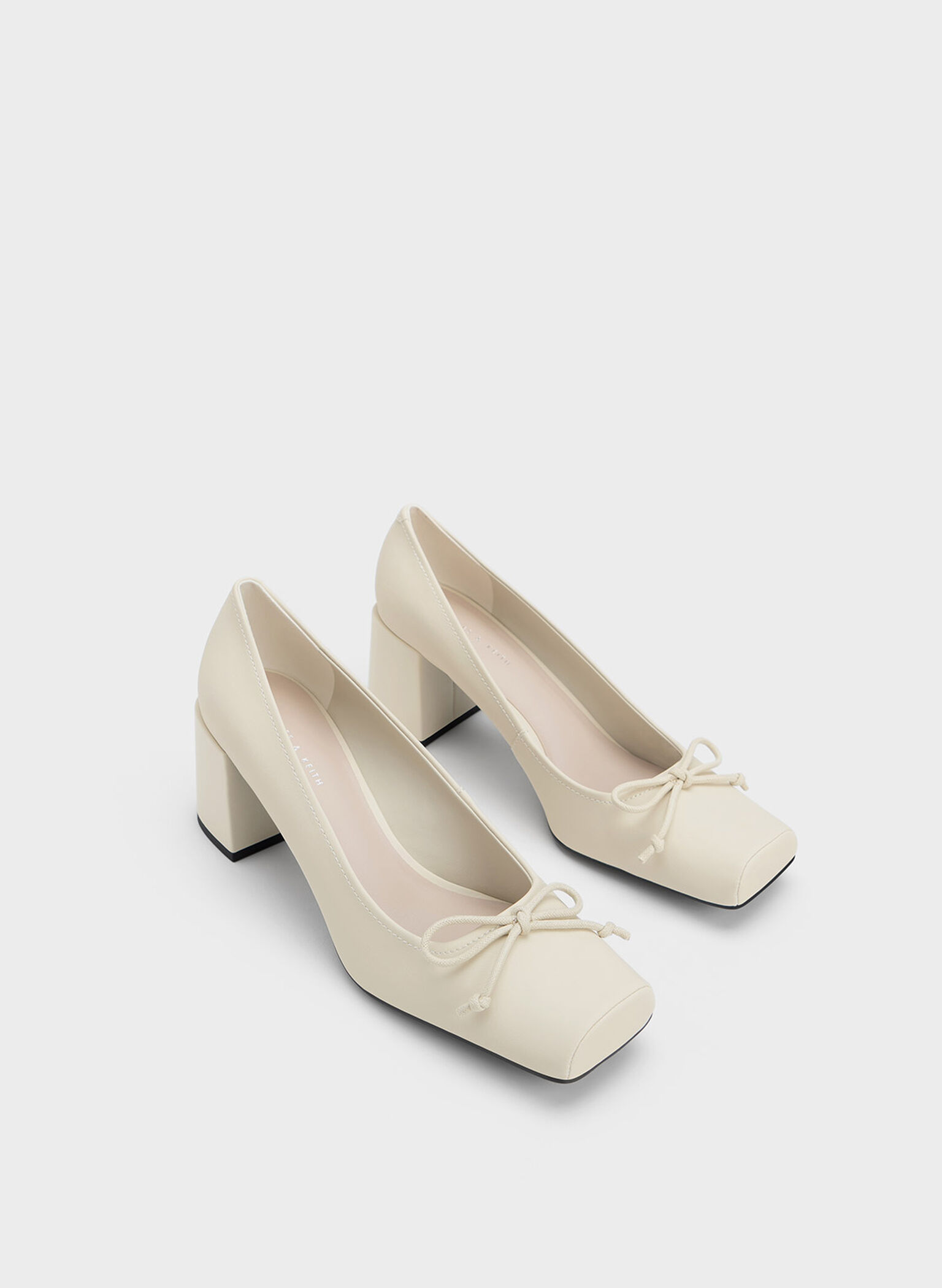 Bow Square-Toe Pumps, Chalk, hi-res