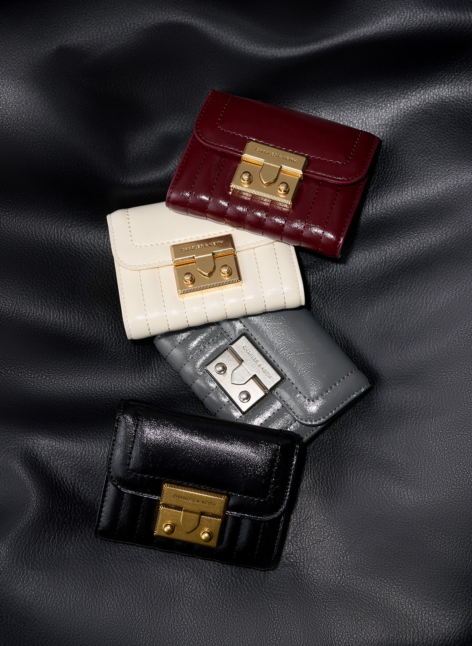Donna Crinkle-Effect Wallet, Burgundy, hi-res