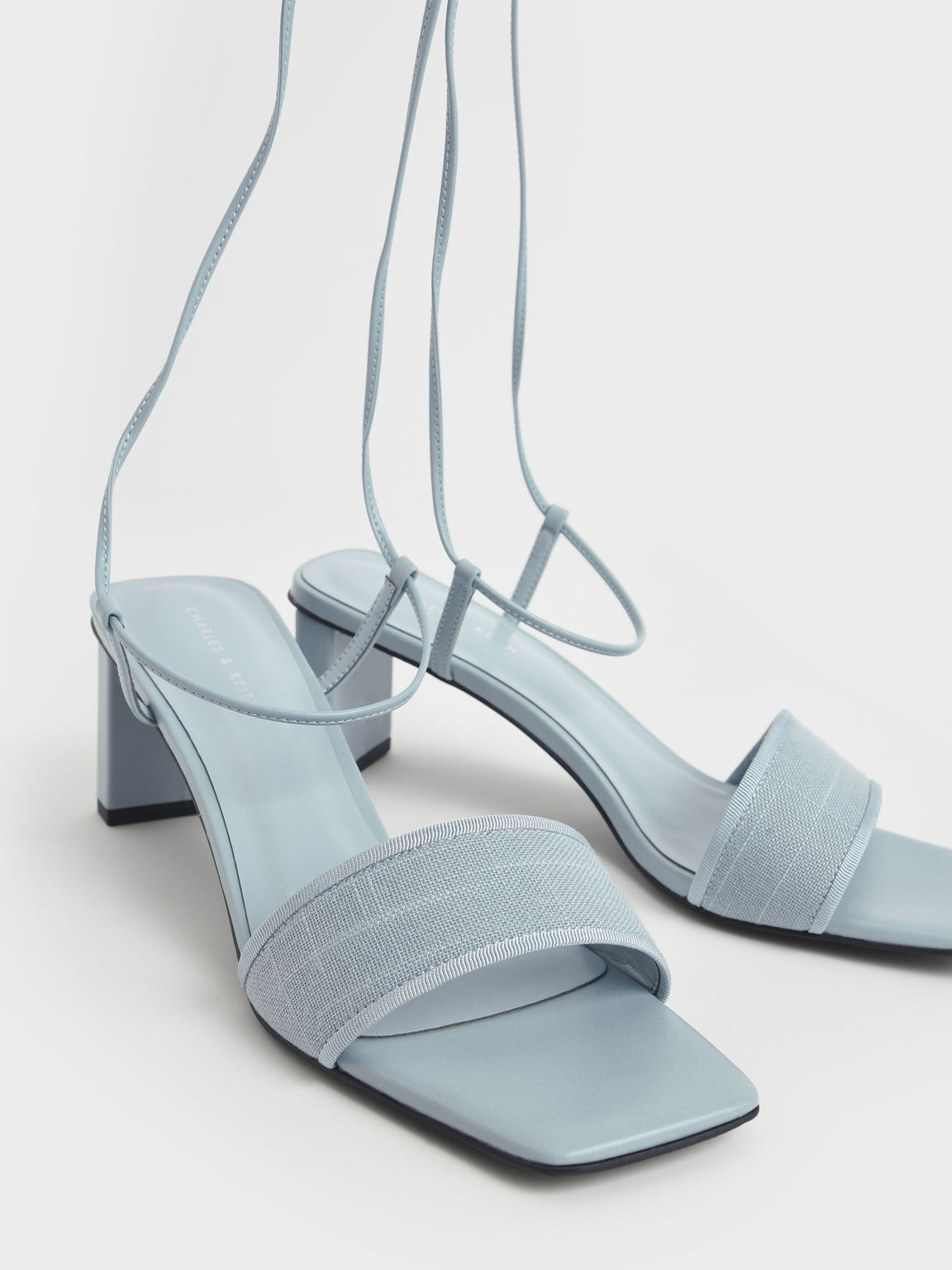 Linen Tie-Around Sandals, Light Blue, hi-res