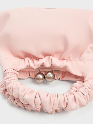 Eve Ruched-Handle Trapeze Bag, Light Pink, hi-res