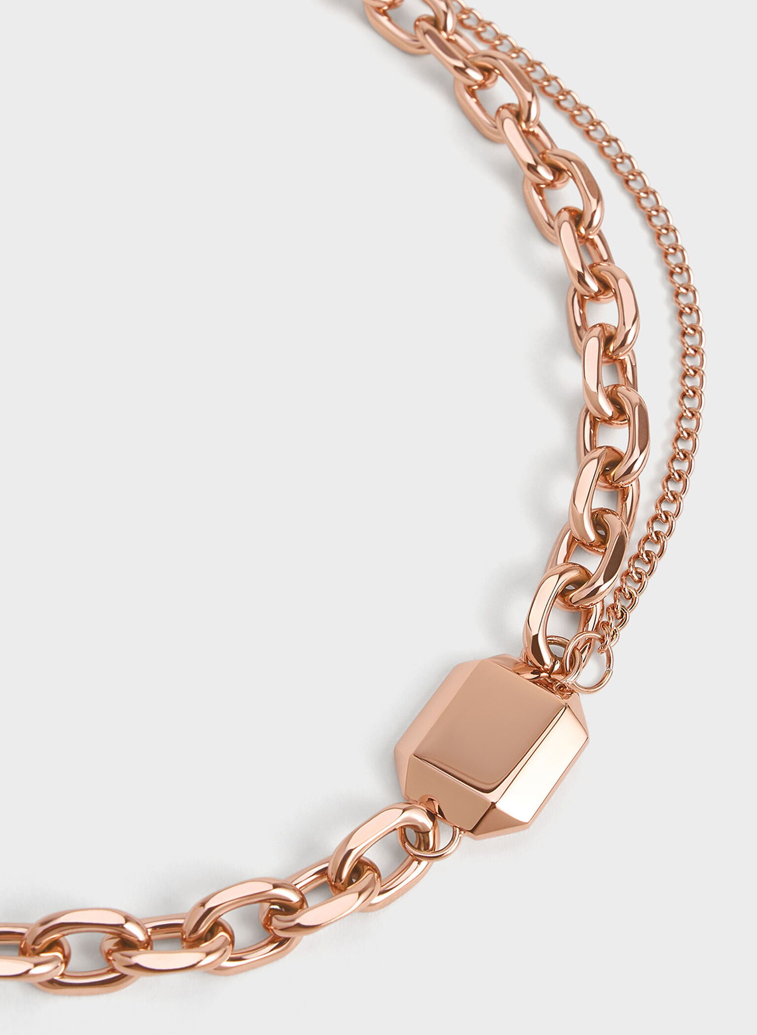Keziah Double Chain-Link Choker Necklace, Rose Gold, hi-res