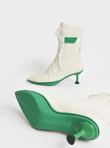 Recycled Cotton Lace-Up Ankle Boots, White, hi-res