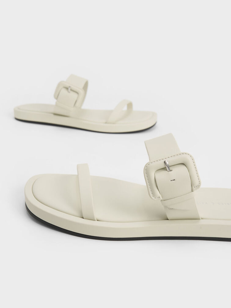 Buckled Strap Slides, Chalk, hi-res