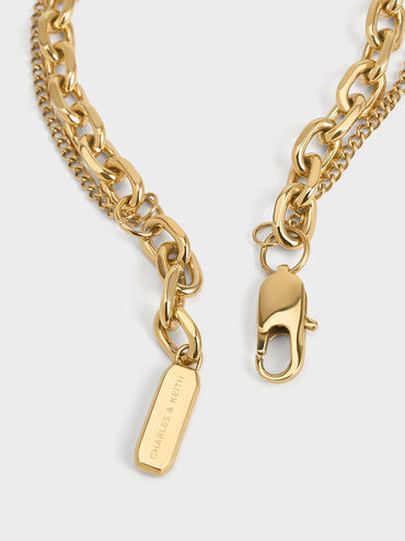 Pulsera de doble cadena de eslabones Keziah, Dorado, hi-res