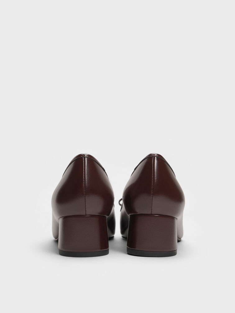 Bow Square-Toe Pumps, Maroon, hi-res