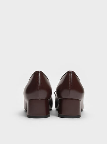 Bow Square-Toe Pumps, Maroon, hi-res