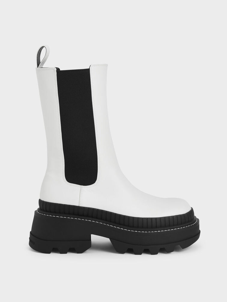 Rhys Chelsea Calf Boots, White, hi-res