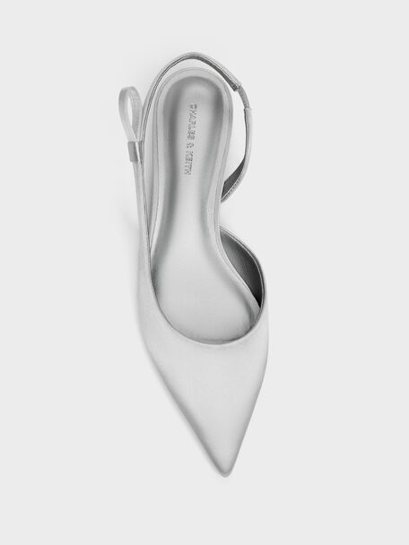 Brantley Bow Slingback Kitten Heels, Grey, hi-res