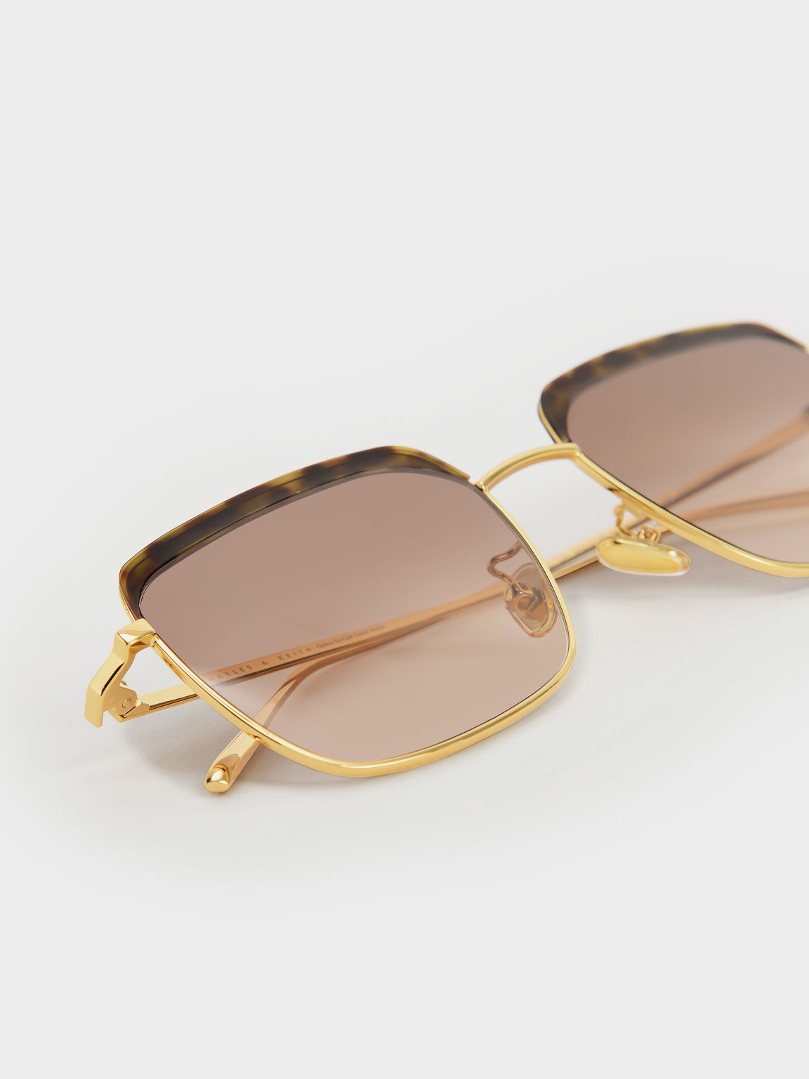Thin Metal Frame Square Tortoiseshell Sunglasses, T. Shell, hi-res