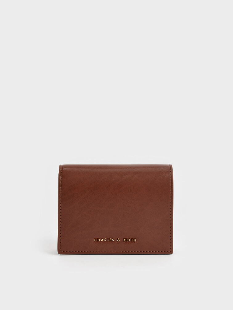 Chocolate Snap Button Card Holder | CHARLES & KEITH