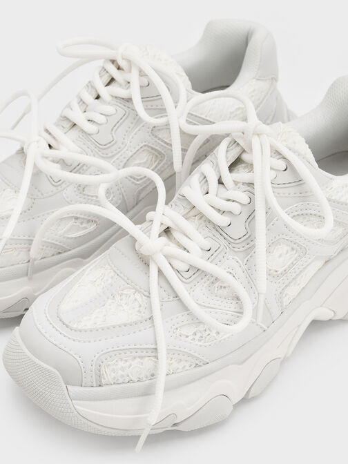 Gaskell Lace Chunky Sneakers, White, hi-res