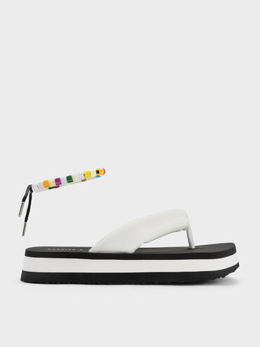 Tana Puffy Thong Sandals, White, hi-res