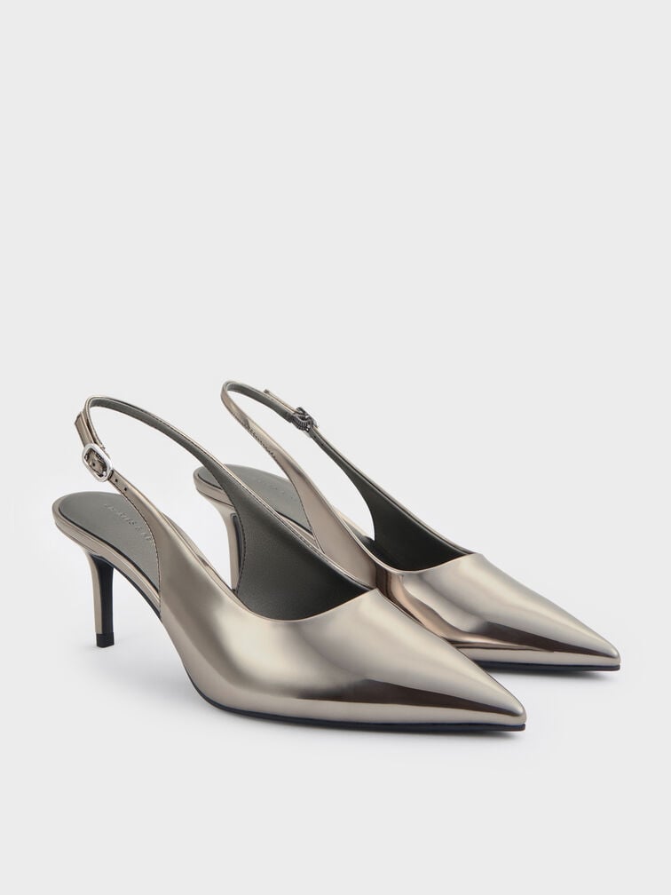 Kaia 尖頭裸跟鞋, 金灰色, hi-res