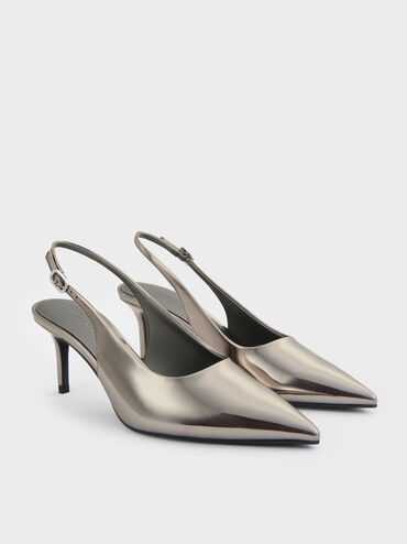 Kaia 尖頭裸跟鞋, 金灰色, hi-res