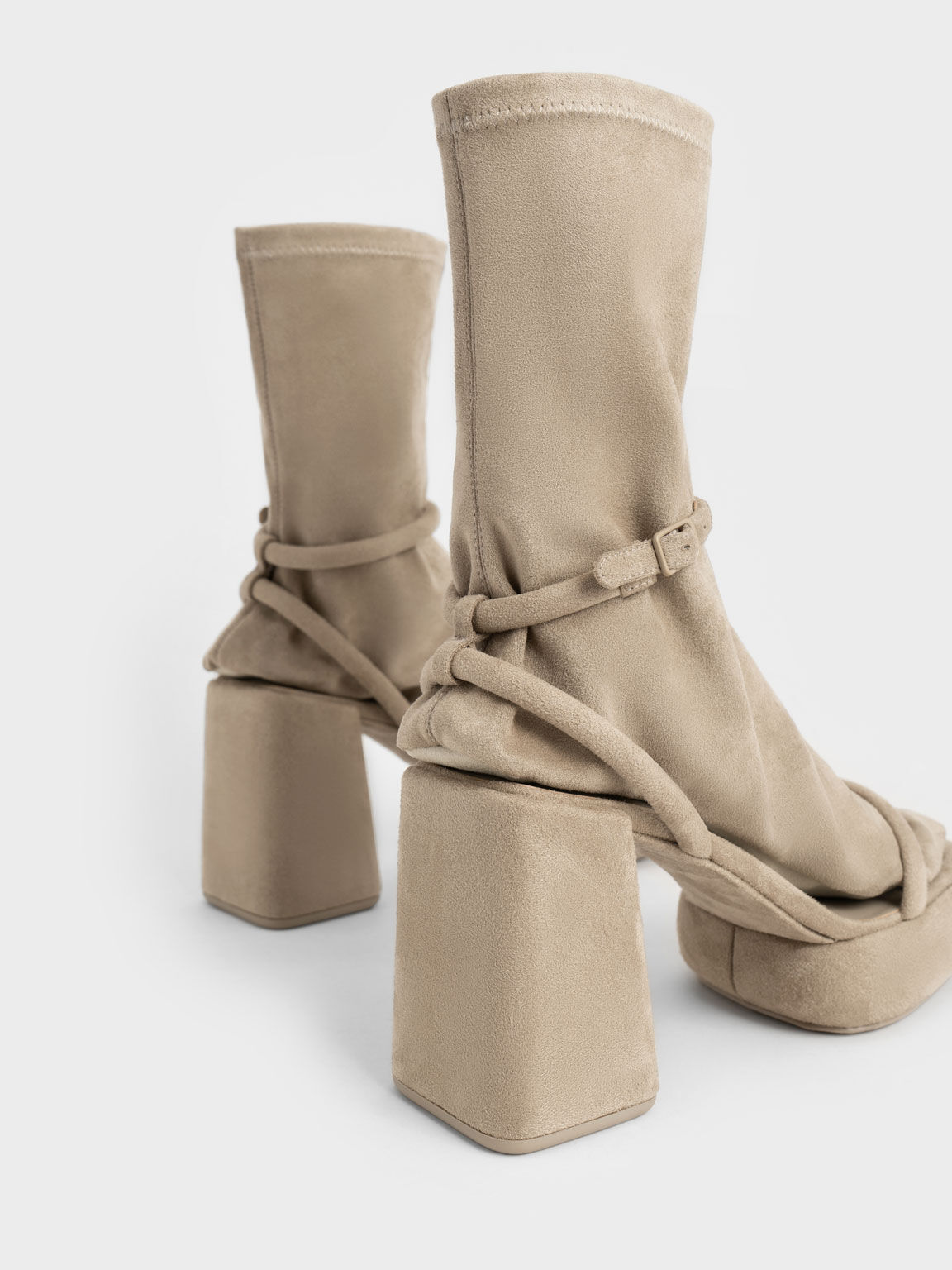 Lucile Textured Platform Calf Boots, Beige, hi-res