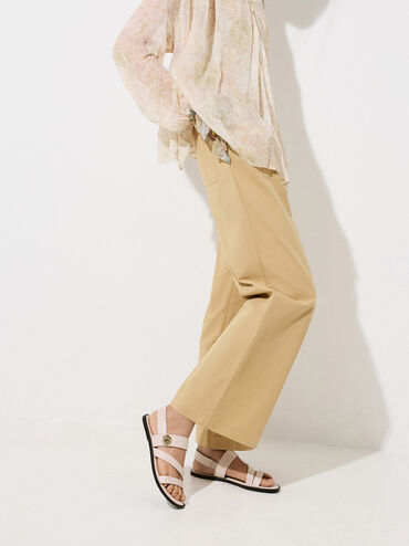 Yara Turn Lock Strappy Sandals, Cream, hi-res