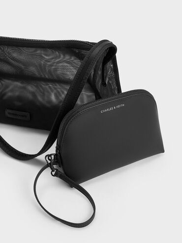 Bolso de malla alargado, negro azabache, hi-res