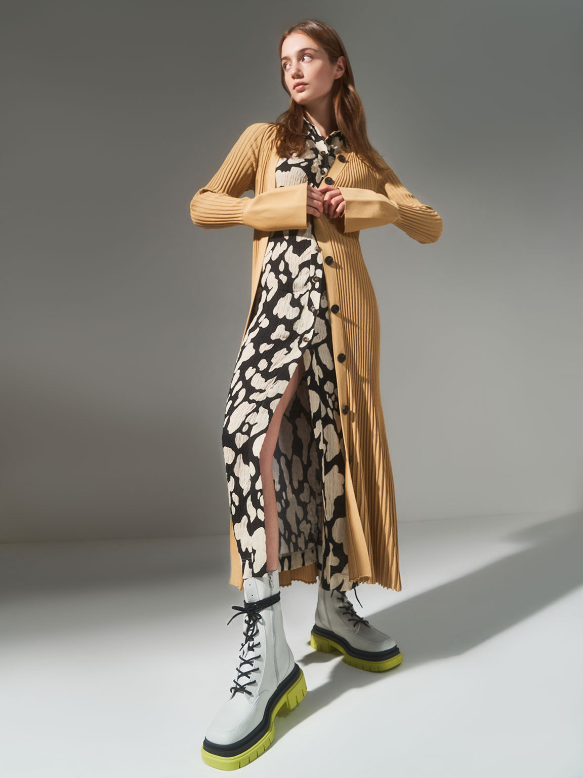 Iggy Coloured Sole Combat Boots​, Lime, hi-res