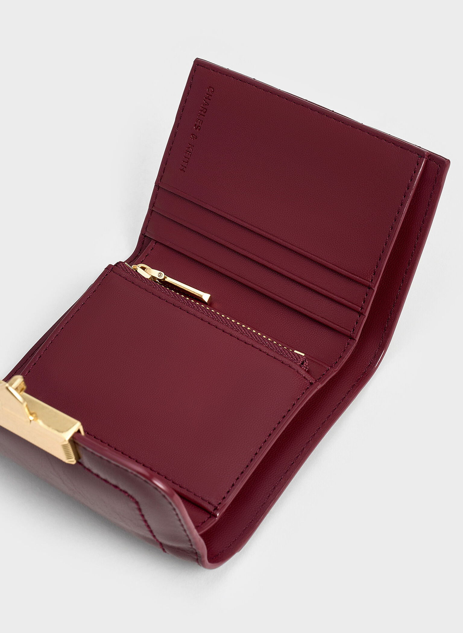 Donna Crinkle-Effect Wallet, Burgundy, hi-res