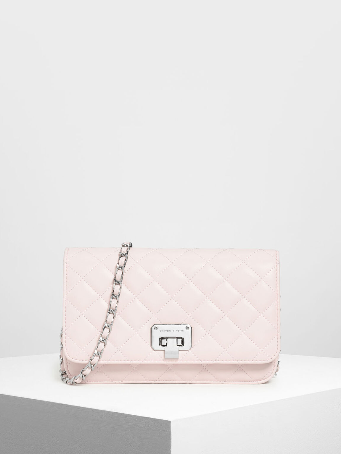 Pink Quilted Clutch Charles Keith Id