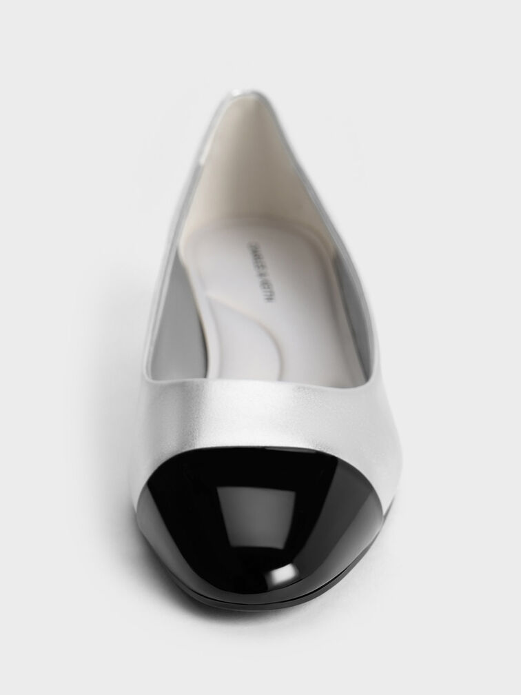 Bombas Cap-Toe com contraste patenteado Kleo, Silver, hi-res