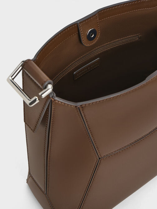 Nasrin Geometric Tote Bag, Dark Brown, hi-res