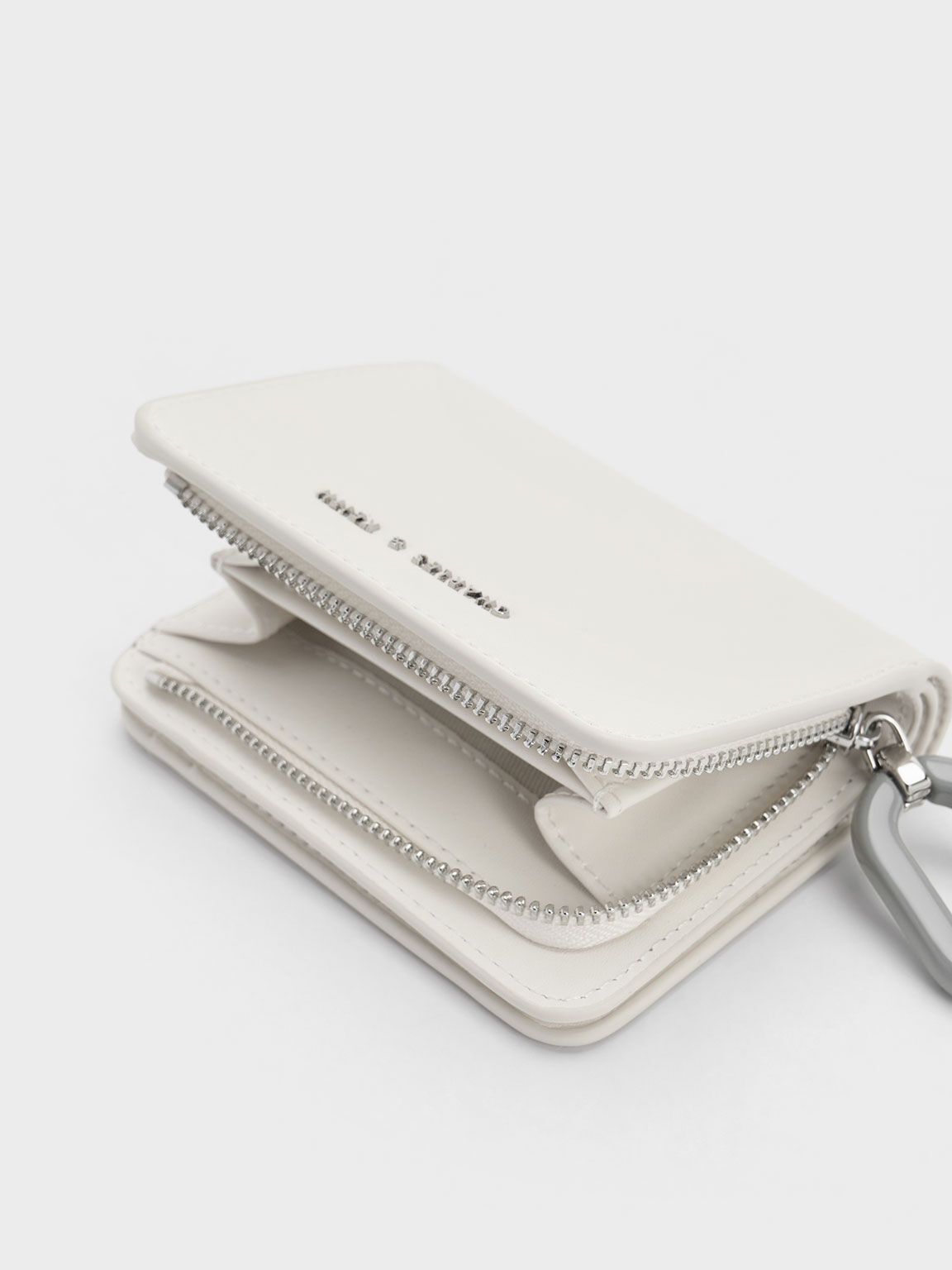Cream Oval Keychain Zip Wallet - CHARLES & KEITH US