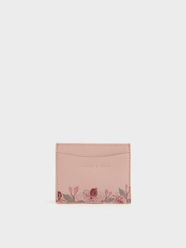 Floral Print Card Holder, Pink, hi-res