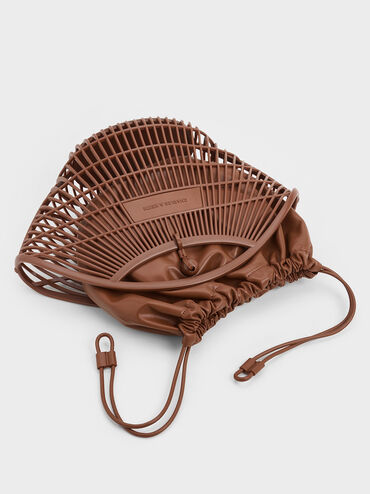 Calypso Fan Curved-Handle Bag, Chocolate, hi-res
