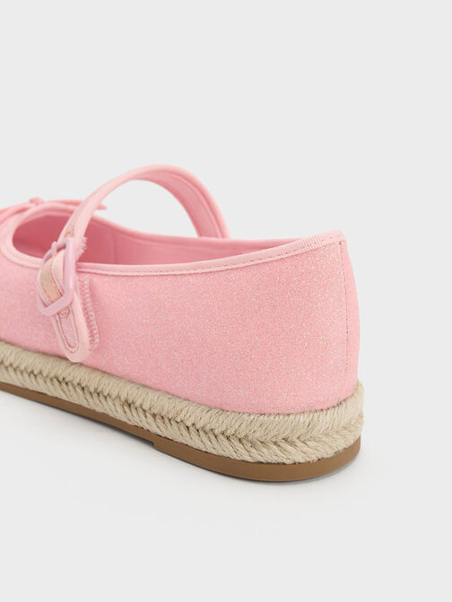 Girls' Glittered Bow Espadrilles, Light Pink, hi-res