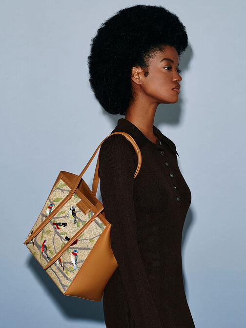 Flora Jacquard Double Handle Tote Bag, Multi, hi-res
