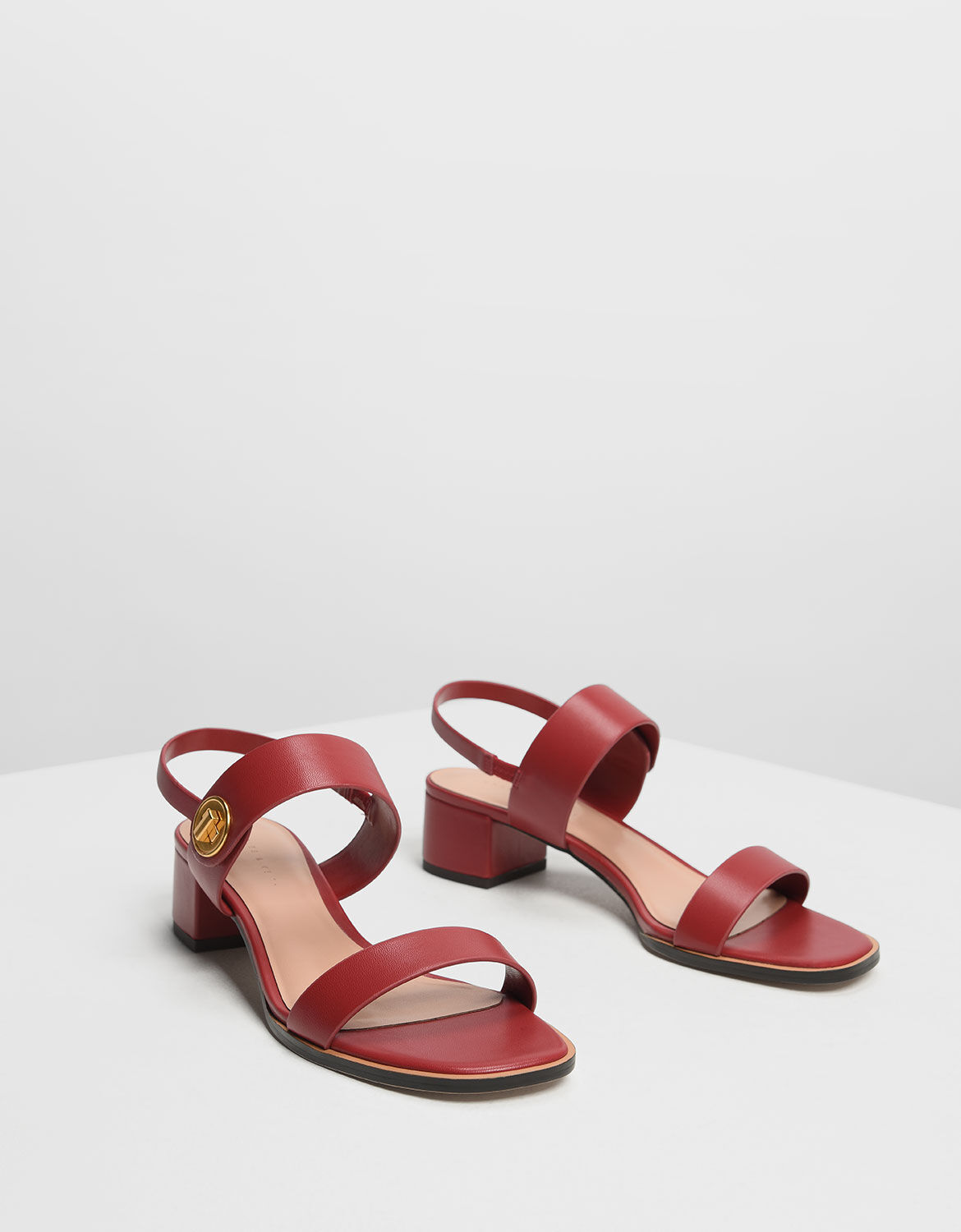 red midi heels