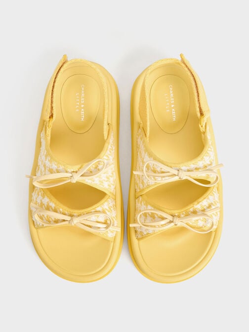 兒童蝴蝶結雙帶涼鞋, 黃色, hi-res