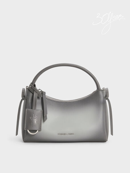 Hazel Burnished Bow Top Handle Bag, Grey, hi-res