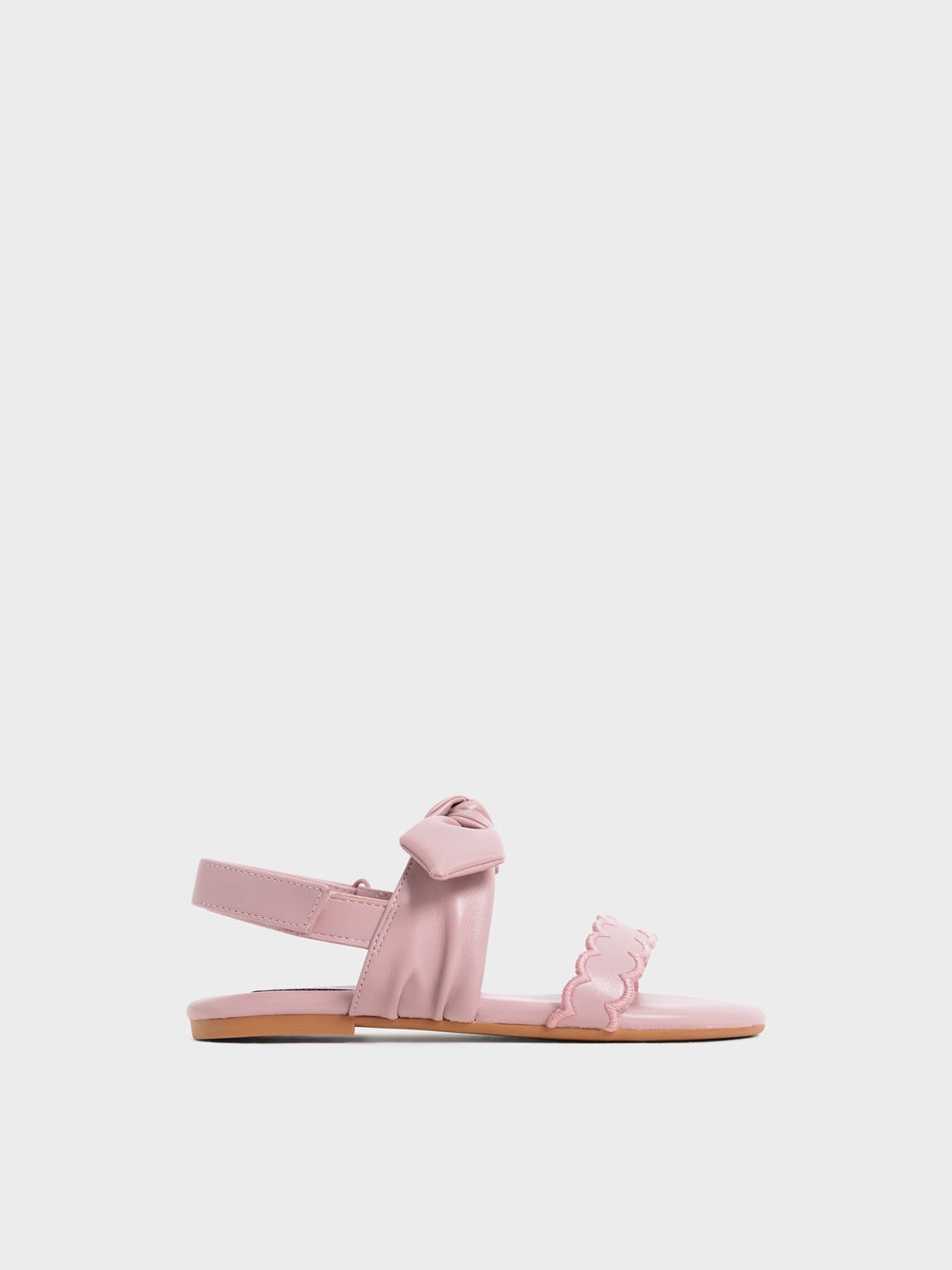 Girls' Bow-Tie Flat Sandals, Pink, hi-res