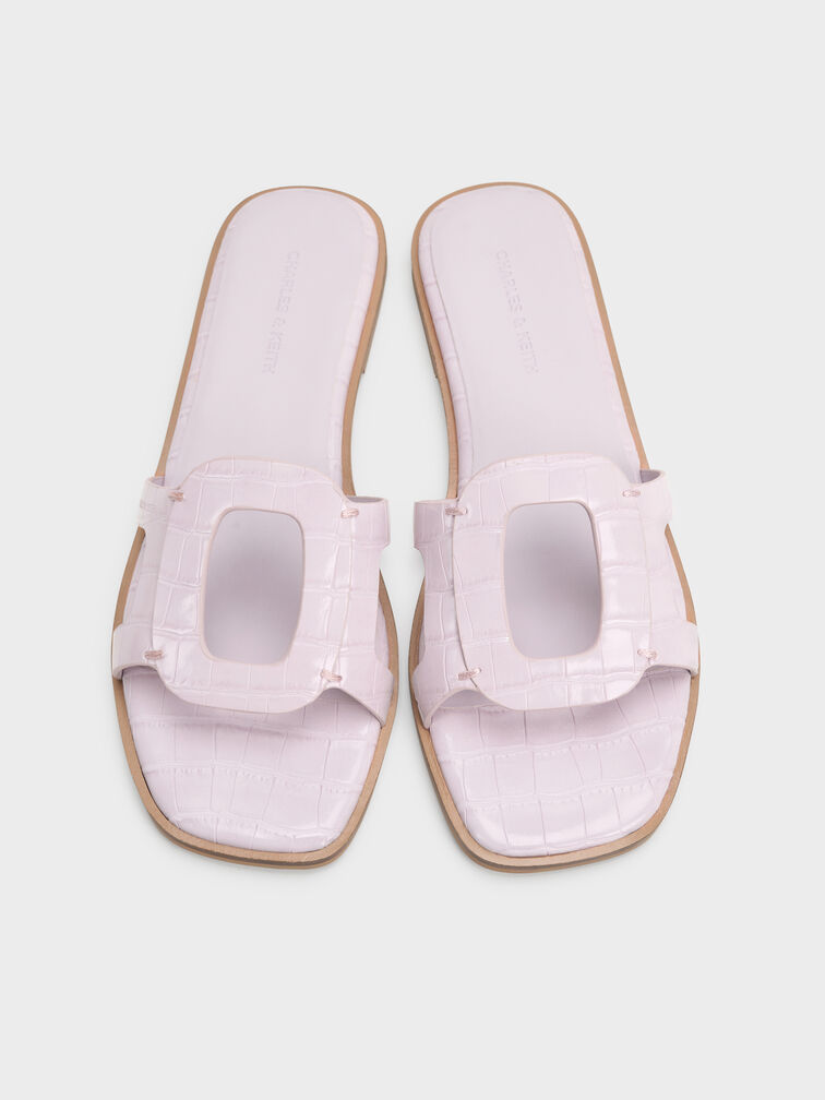 Easley Croc-Effect Cut-Out Slide Sandals, Animal Print Lilac, hi-res