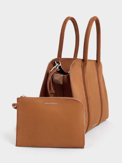 Bolso bolera Axel de gamuza sintética, Marrón, hi-res