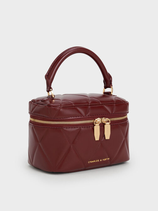 Arwen Quilted Top Handle Vanity Bag, Burgundy, hi-res