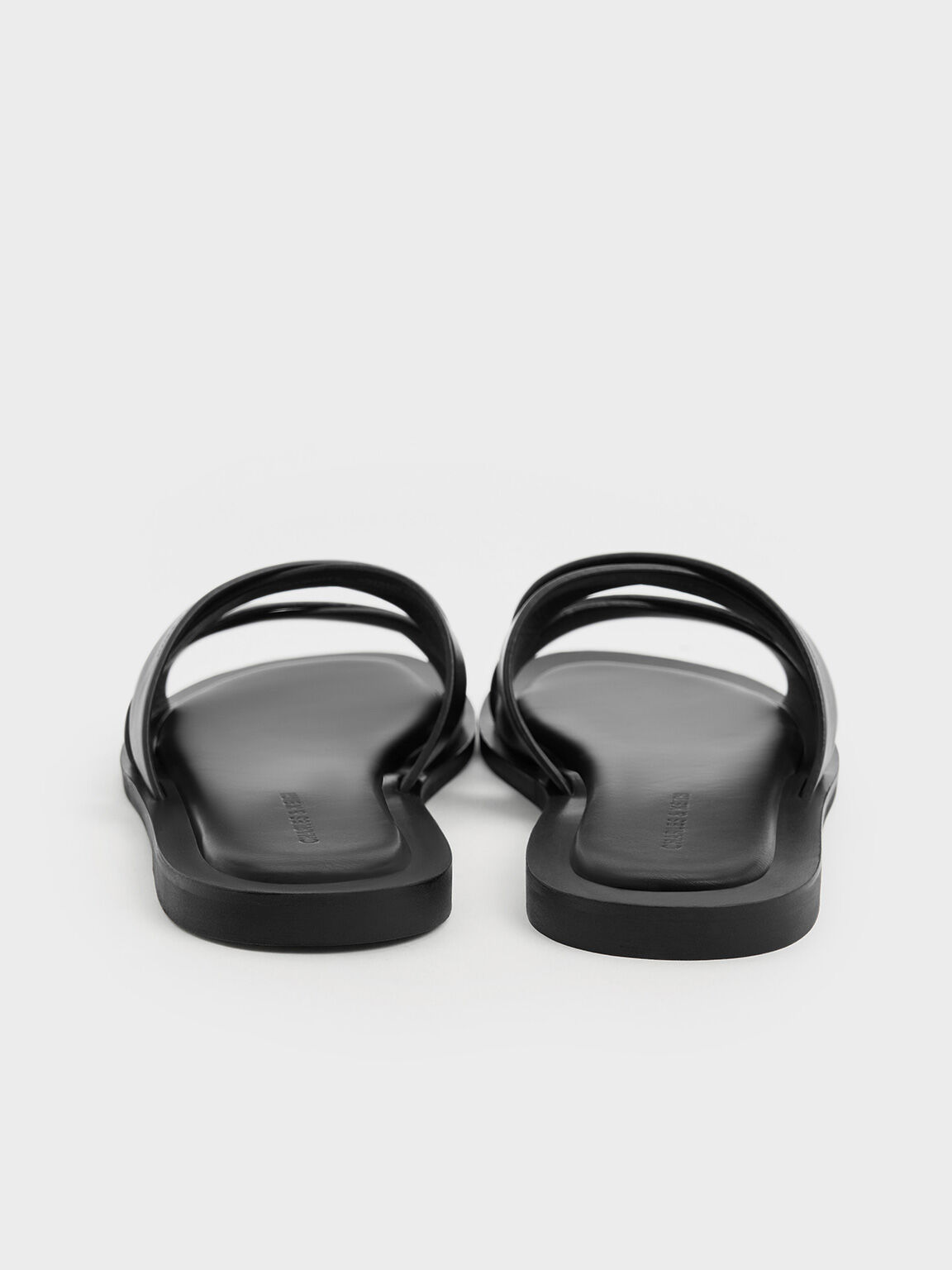 Black strappy slide sandals store