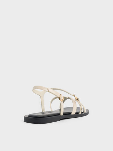 Strappy Crossover Slingback Sandals, White, hi-res