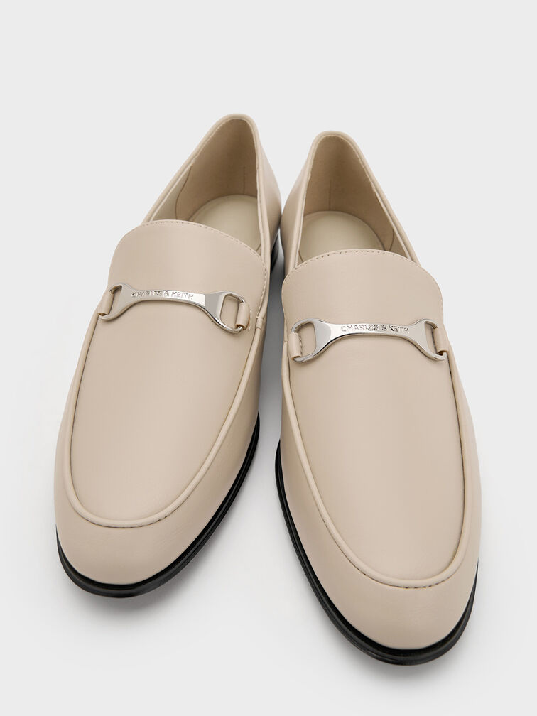 Leslie Metallic-Accent Loafers, Beige, hi-res