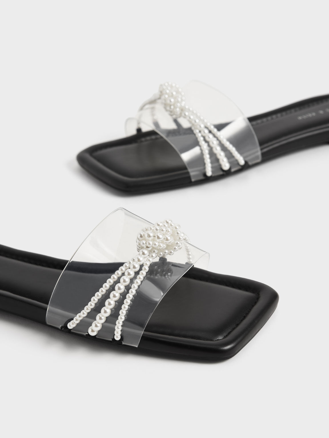Bead Embellished Slide Sandals, Black, hi-res
